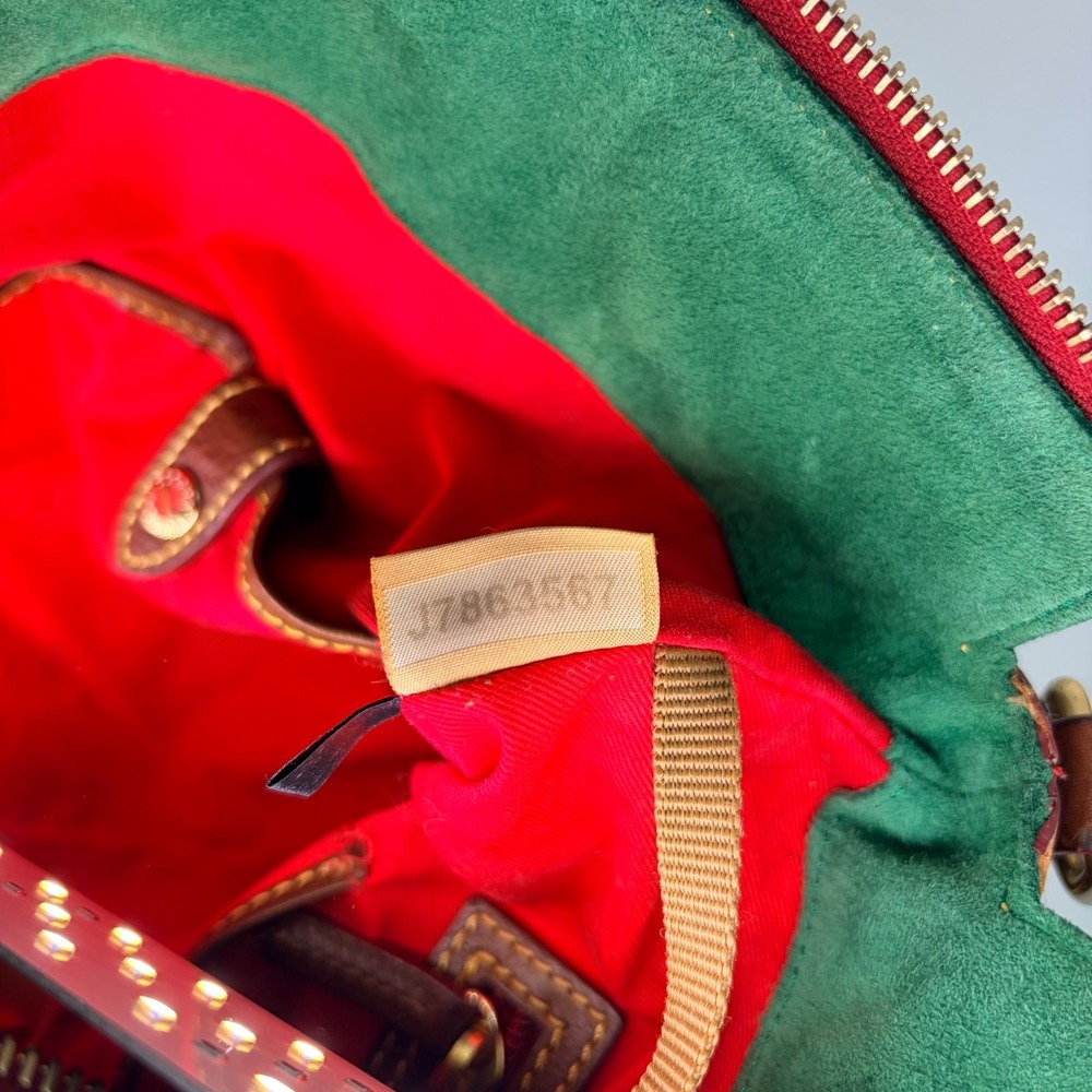 Dooney & Bourke Large Florentine Leather Satchel Chestnut Tassel Strap - Picture 9 of 16
